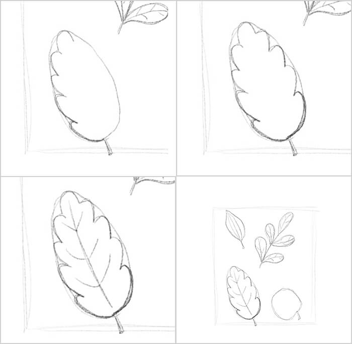 나뭇잎 그림 과정 스케치 